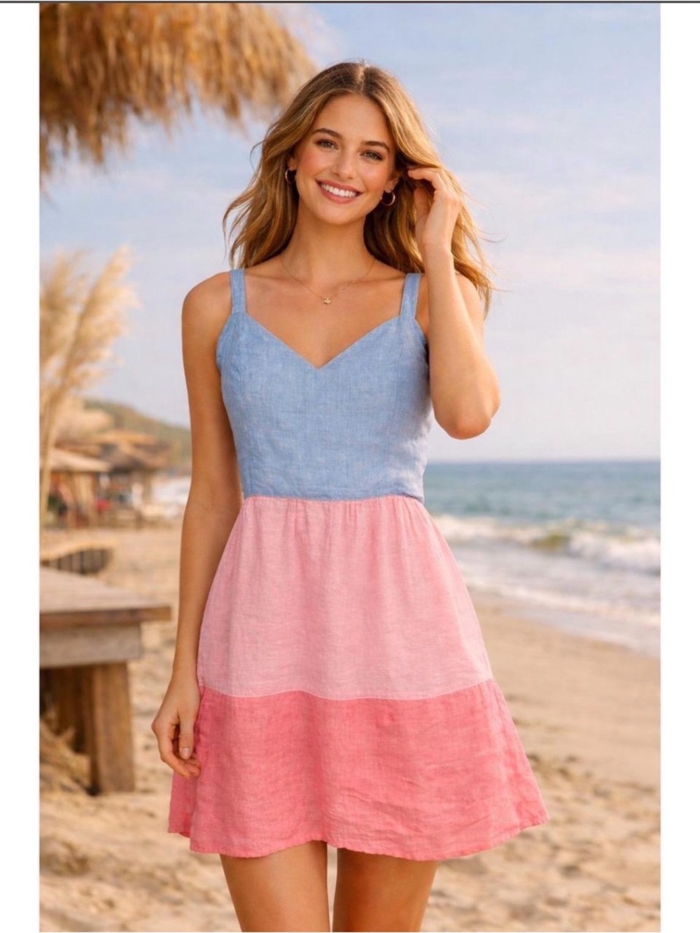 Cynthia Rowley Blue and Pink Tiered Sundress